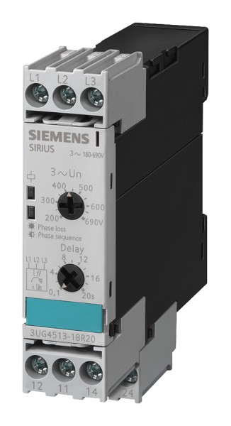 1St. Siemens 3UG45131BR20 Analoges Überwachungsrelais, Phasenausfall und -Folge Asymmetrie 20% 3UG4513-1BR20