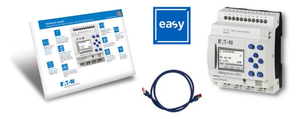 1St. Eaton 197229 Starterpaket bestehend aus EASY-E4-AC-12RC1, Patchleitung und Software-Lizenz für easySoft EASY-BOX-E4-AC1