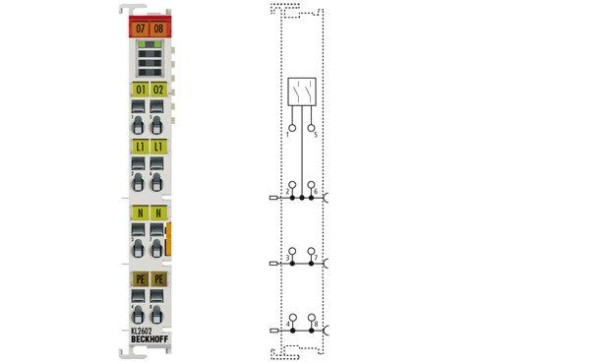 1St. Beckhoff Automation KL2622 2-Kanal-Relais-Ausgangsklemme 230 V AC, 2 A, potenzialfreie Schließer, 4-Leitertechnik,ohne Powerkontakte