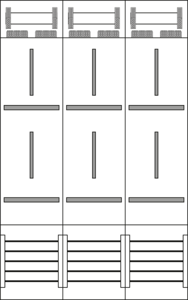1St. F-Tronic Z315 Zählerfeld 3-feldrig, H=1200mm, 6-3.HZ, Z315 7120203