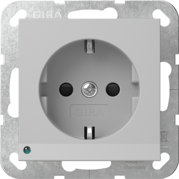 1St. Gira 4170015 SCHUKO-Steckdose 16A 250V mit LED-Orientierungsleuchte und Shutter, Grau matt