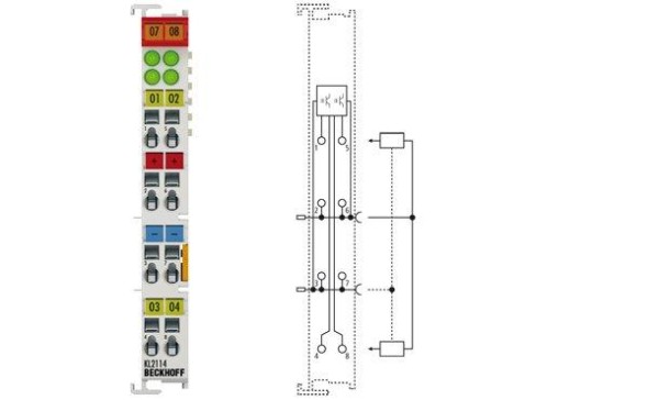 1St. Beckhoff Automation KL2134 4-Kanal-Digital-Ausgangsklemme 24 V DC, 0,5 A mit Verpolungsschutz2 Ausgänge 3-Leitertechnik, 2 Ausgänge 1-Leitertechn