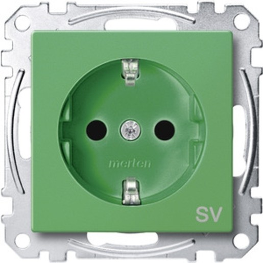 1St. Merten MEG2300-0304 Steckdose für Sonderstromkreis, erhöhter Berührungsschutz, Seckklemmen, mit Kennzeichnung SV, grün, System M