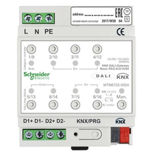 1St. Schneider Electric MTN6725-0004 KNX DALI-Gateway Basic REG-K/2/16/64 2Kanal