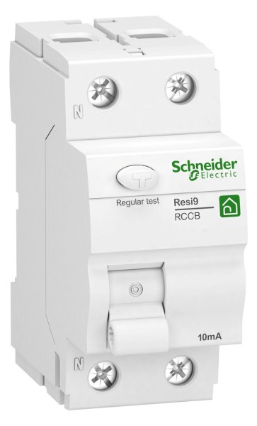 1St. Schneider Electric R9R26225 Fehlerstrom-Schutzschalter Resi9, 2P, 25A, 10mA, Typ A