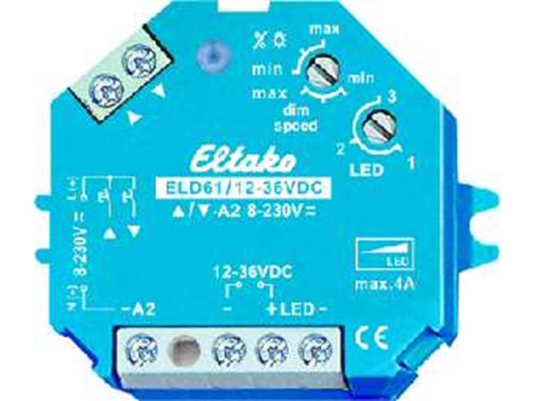 1St. Eltako ELD61/12-36V DC LED-Dimmschalter 12-36V DC. Power MOSFET für LED-Lampen 12-36V DC bis 4A