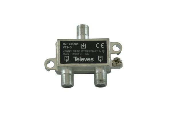 1St. Televes VT24D 2-fach Verteiler 5-1218 MHz VD: 4 dB